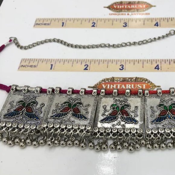 Antique Afghan Kuchi Choker Necklace, Afghan Tribal Choker Necklace, Multicolor - Picture 8 of 8